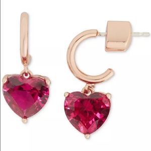 Kate Spade Gold-Tone Heart Charm Huggie Hoop Earrings